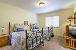 The 3rd bedroom has 2 twin beds and shares a bathroom with the queen bedroom.